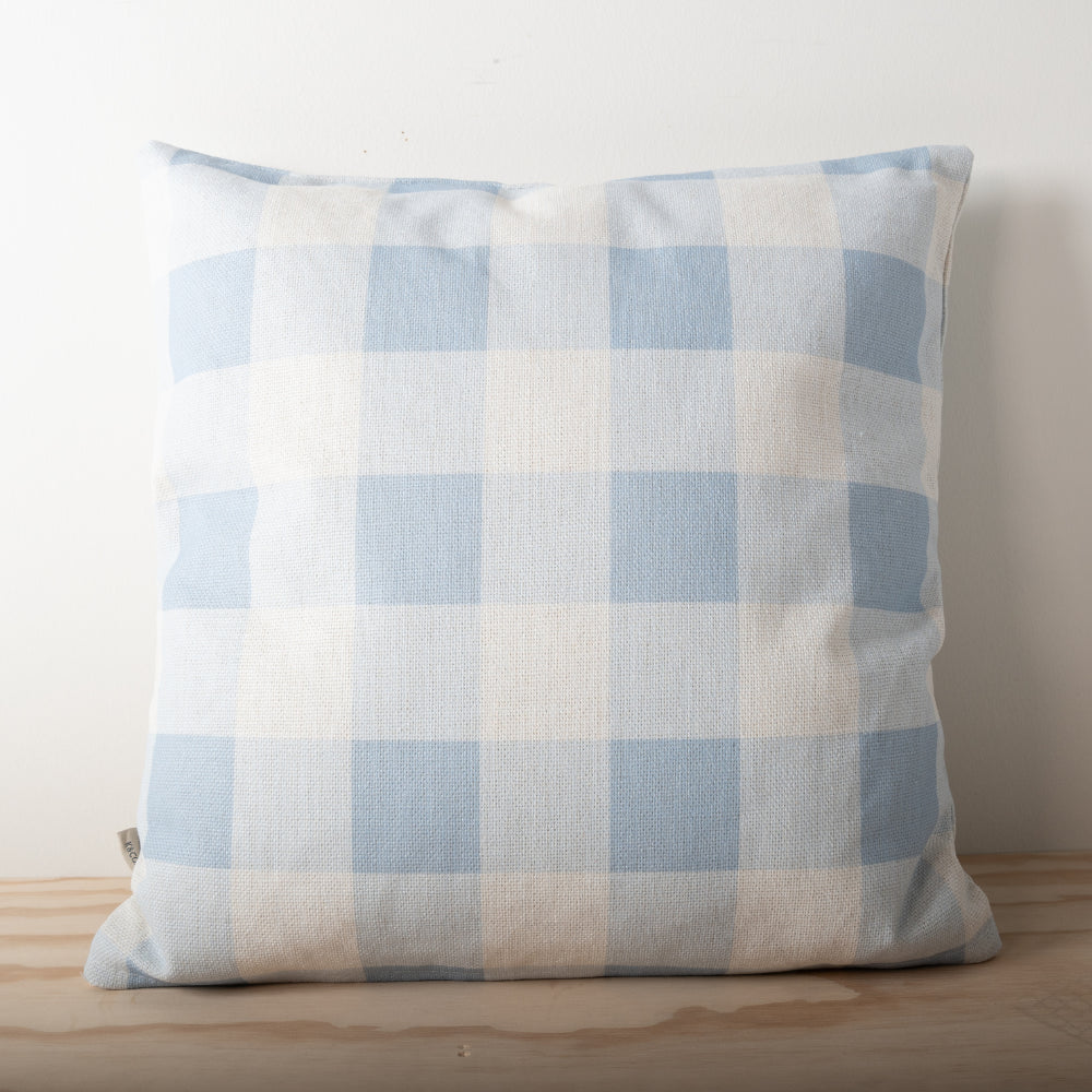 K&Co Printed Cushion - Blue Gingham