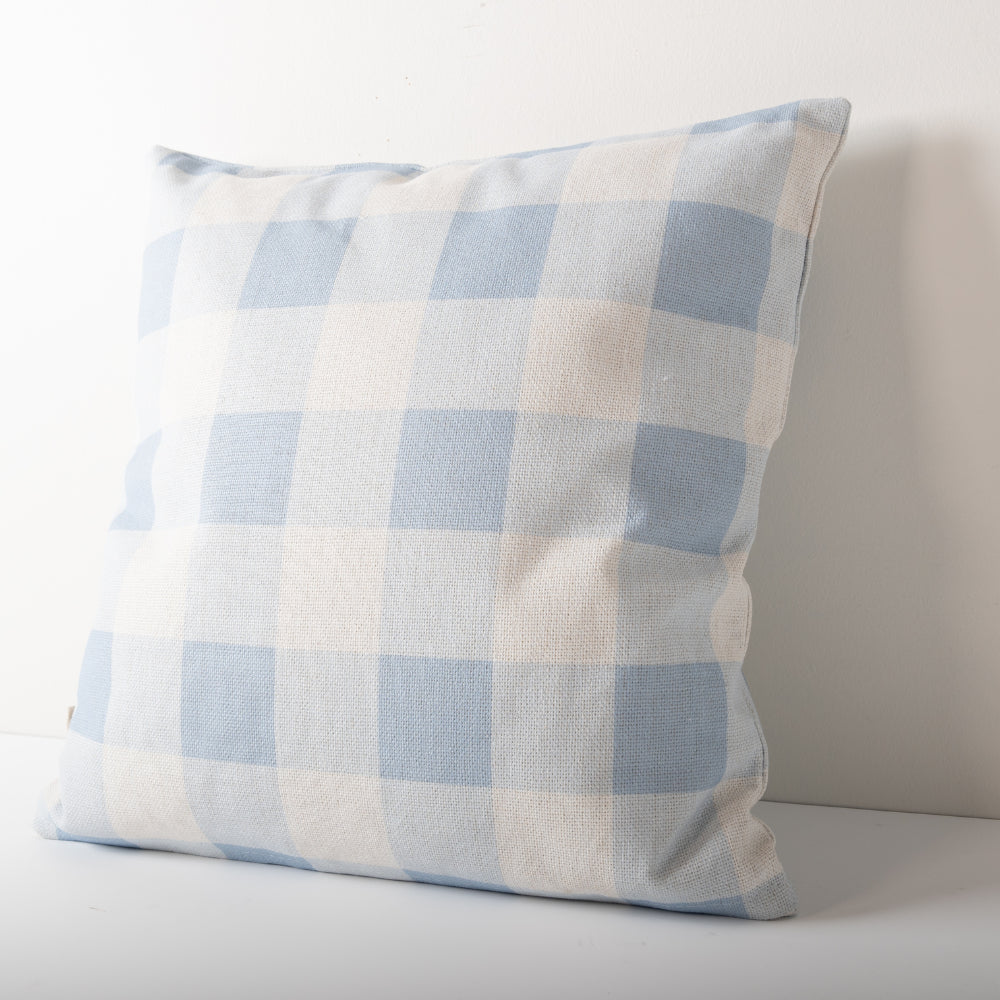 K&Co Printed Cushion - Blue Gingham