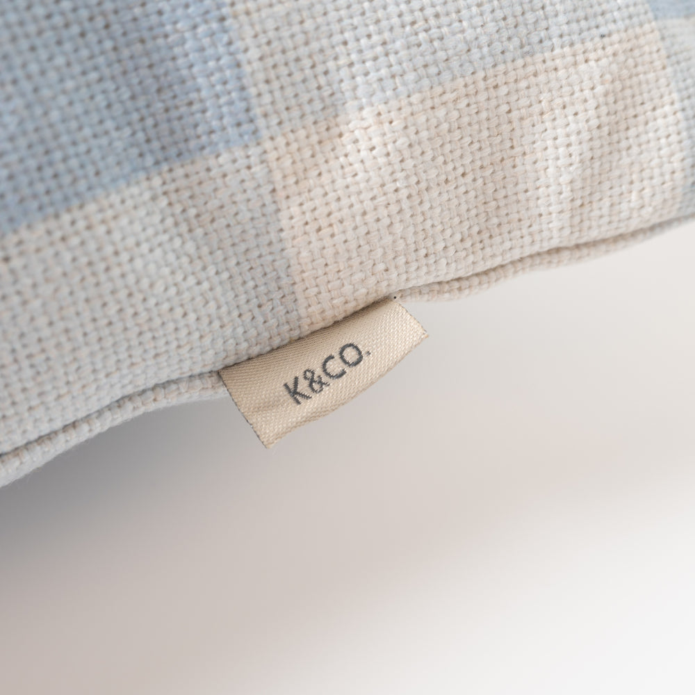 K&Co Printed Cushion - Blue Gingham