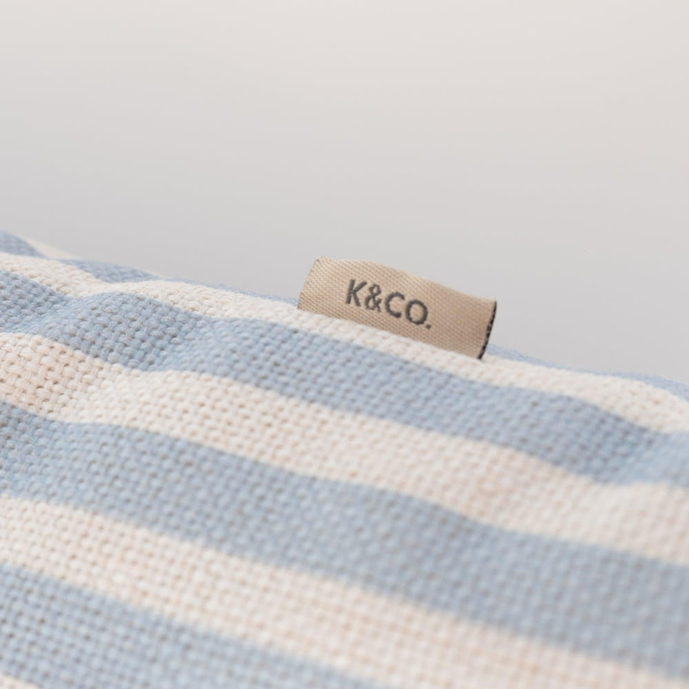 K&Co Printed Cushion - Blue Stripe