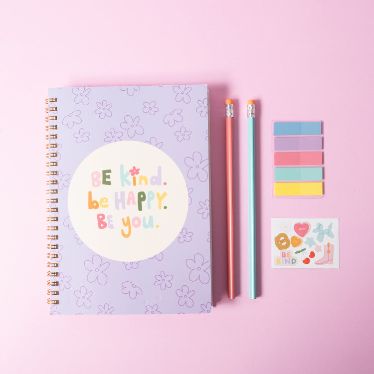 One Of A Kind A5 Spiral Notebook Set - Be Happy