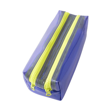 Vivid Collection Clear Double Zip Pencil Case - PURPLE
