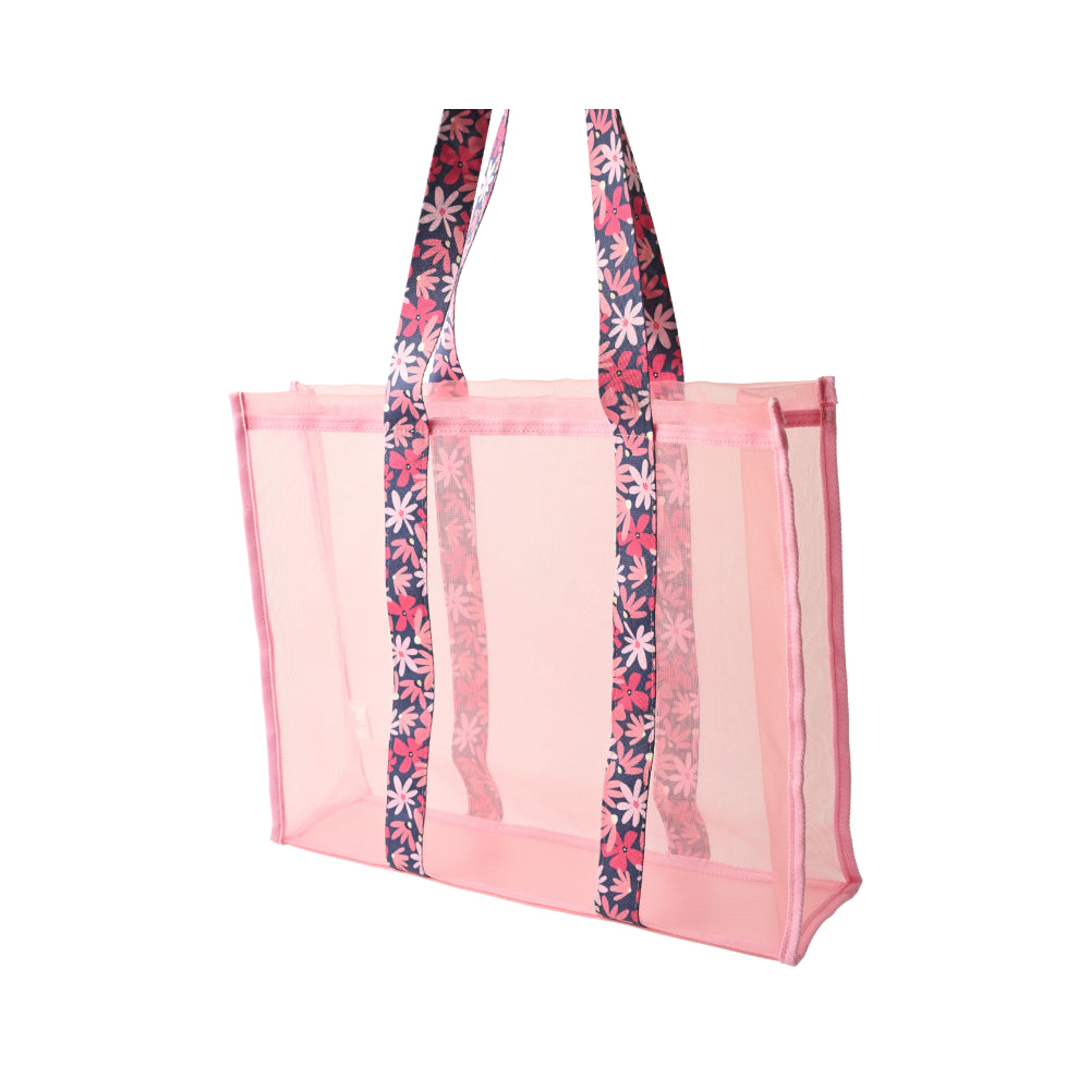 Honeydew Mesh Tote Bag - PINK FLORA