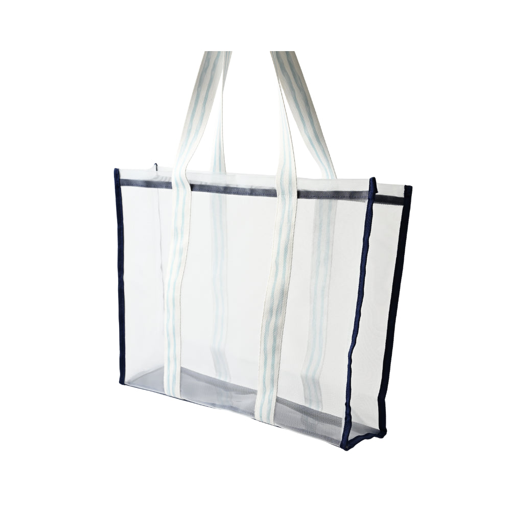 Honeydew Mesh Tote Bag - BLUE STRIPE