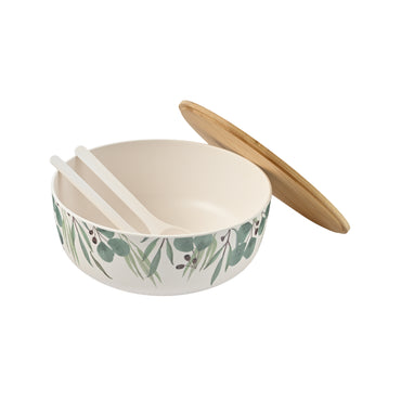 Honeydew Bamboo Salad Bowls with Servers - DANCING LEAVES
