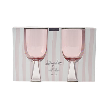 Honeydew Acrylic Wine Glass 2pk - PINK