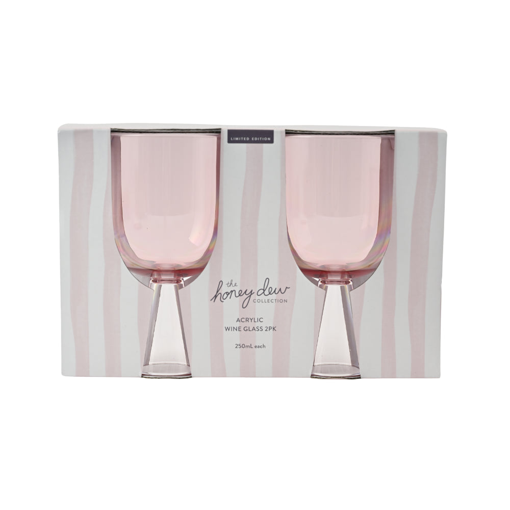 Honeydew Acrylic Wine Glass 2pk - PINK