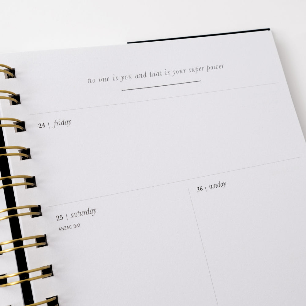 2026 A5 Weekly Spiral Diary - Navy Blooms