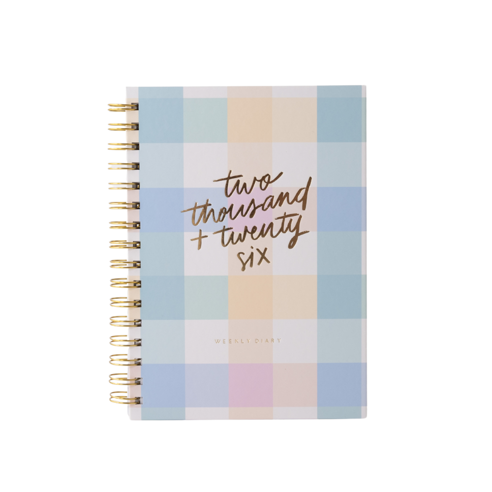 2026 A5 Weekly Spiral Diary - Gelato Gingham
