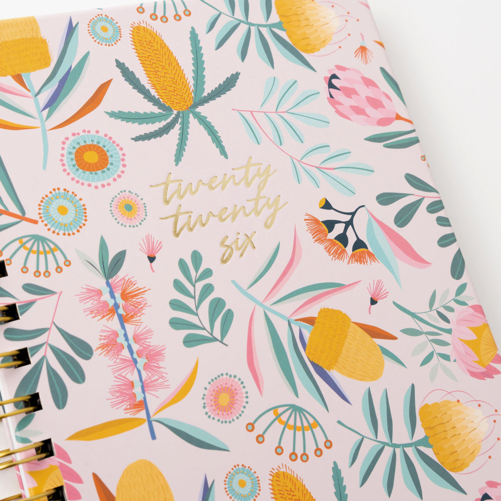 2026 A5 Weekly Spiral Diary - Bright Flora