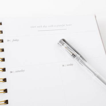 2026 A5 Weekly Spiral Diary & Pen - Pink Blooms