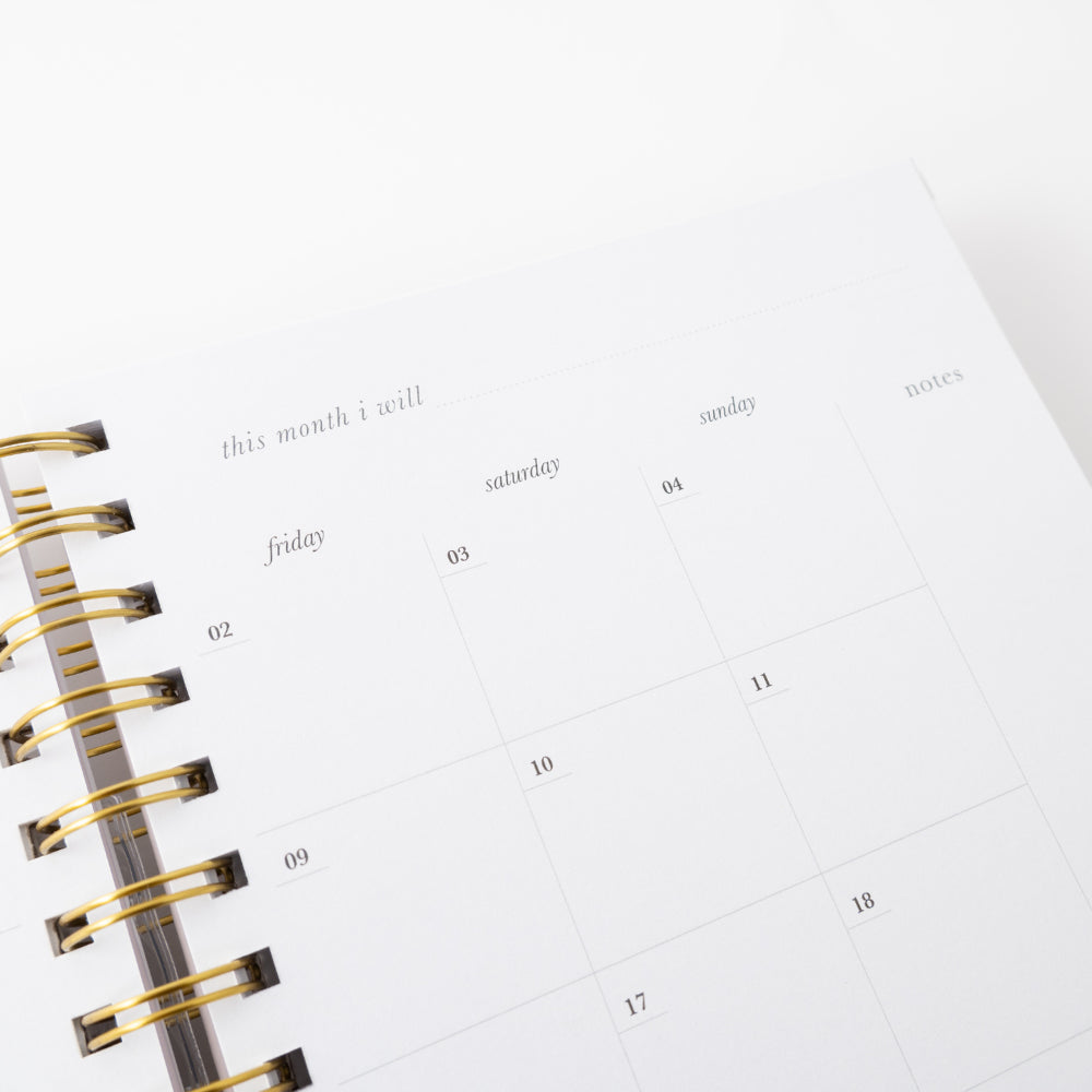 2026 A5 Weekly Spiral Diary & Pen - Pink Blooms