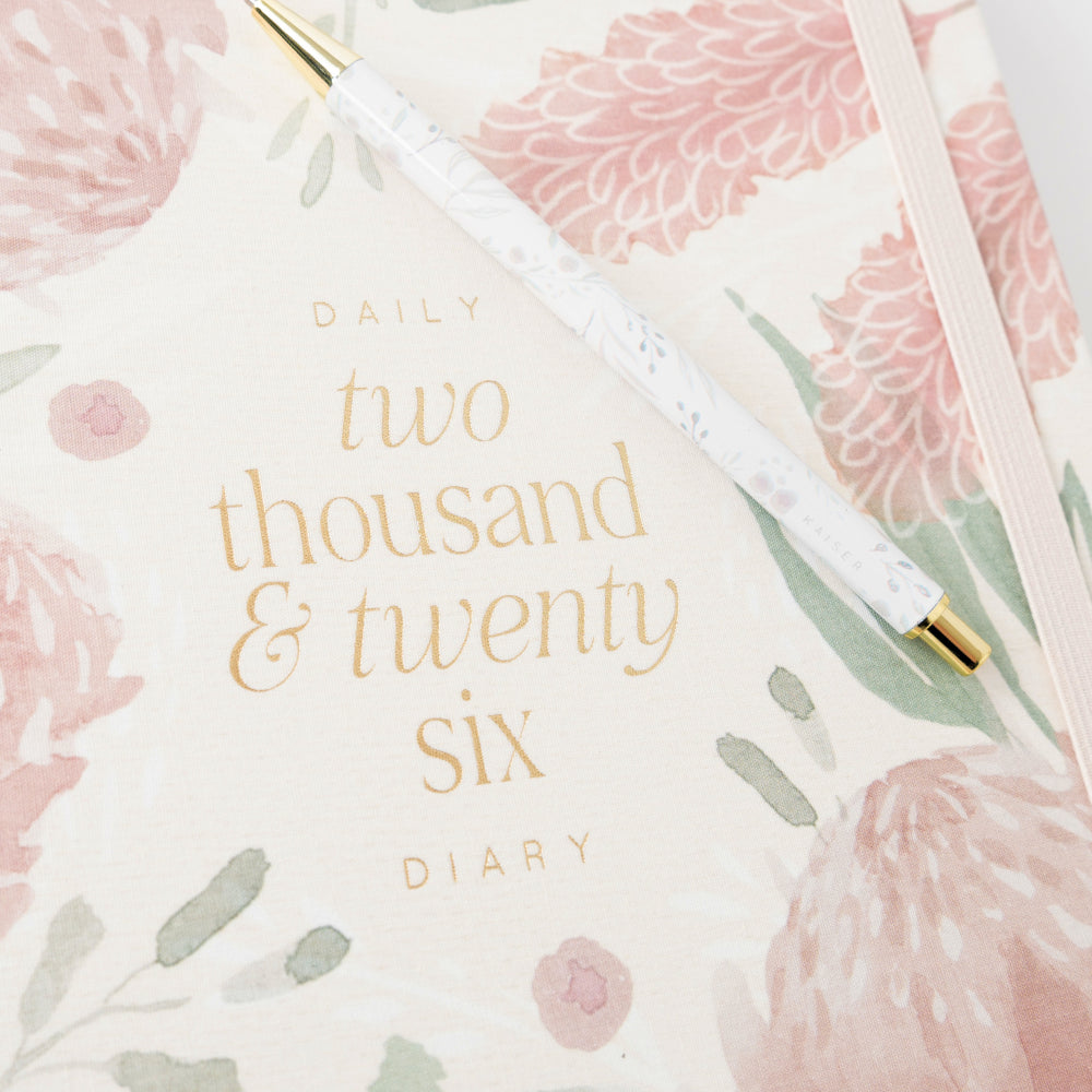 2026 A4 Daily Diary & Pen - Blossoms