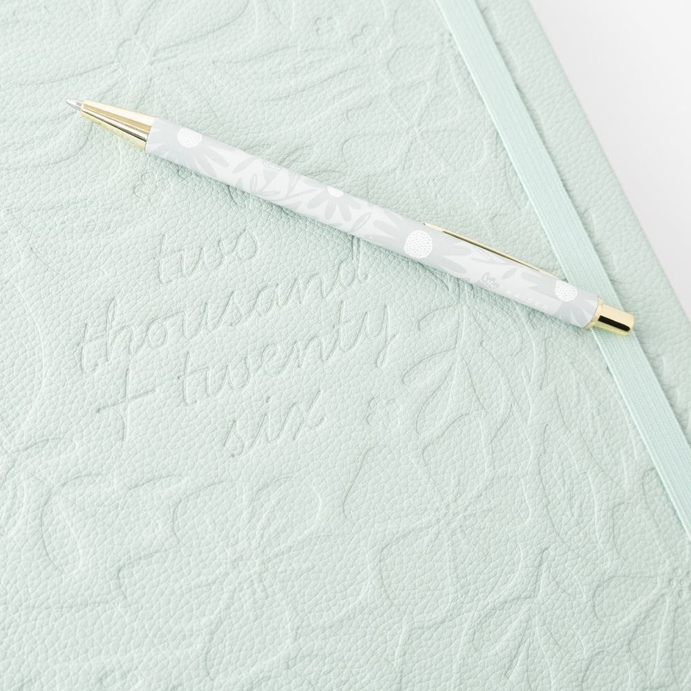 2026 A4 Daily Diary & Pen - Mint Petals