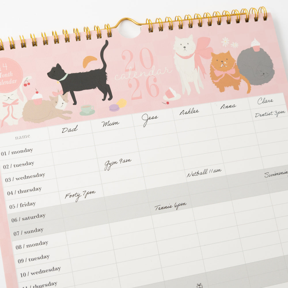 2026 Family Calendar - Kit-Tea Cat