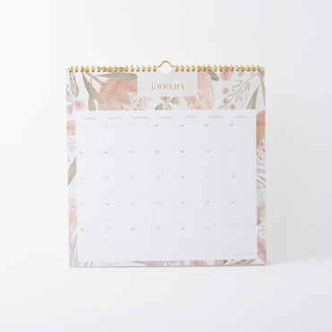 2026 Square Spiral Calendar - Blossoms