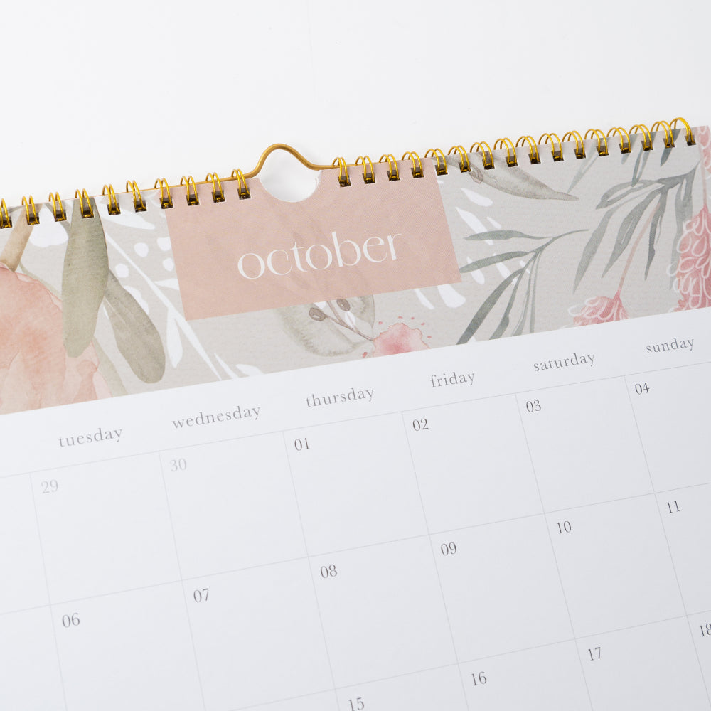 2026 Square Spiral Calendar - Blossoms