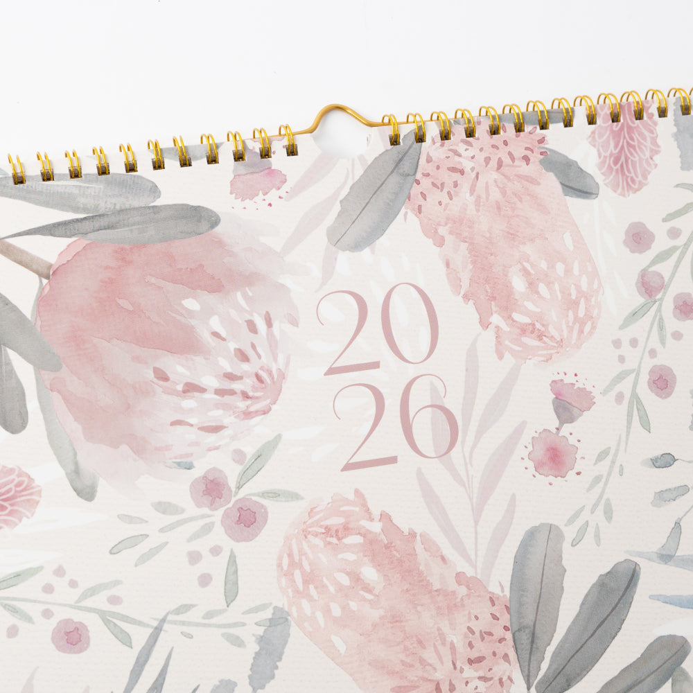 2026 Square Spiral Calendar - Blossoms