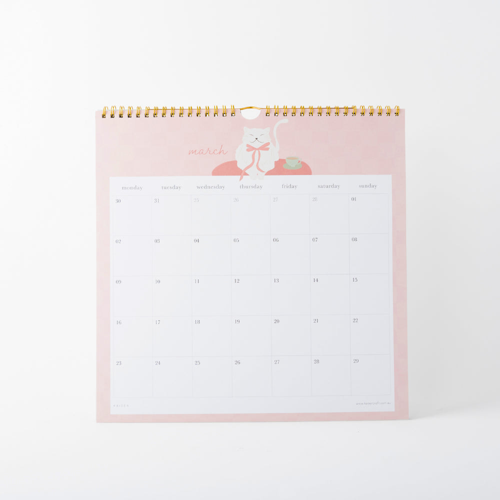 2026 Square Spiral Calendar - Kit-Tea Cat