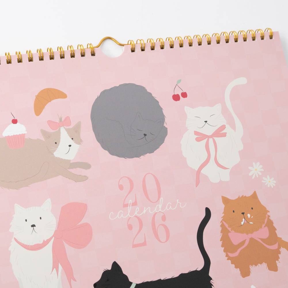 2026 Square Spiral Calendar - Kit-Tea Cat