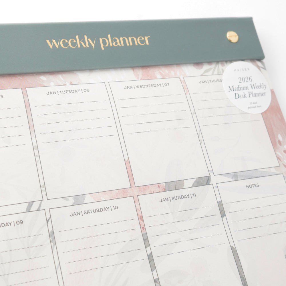 2026 Medium Weekly Desk Planner - Blossoms