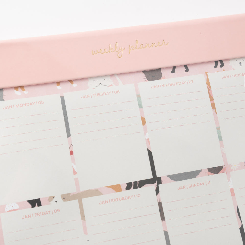 2026 Medium Weekly Desk Planner - Kit-Tea Cat