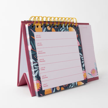 2026 Spiral Weekly Desk Planner - Indigo