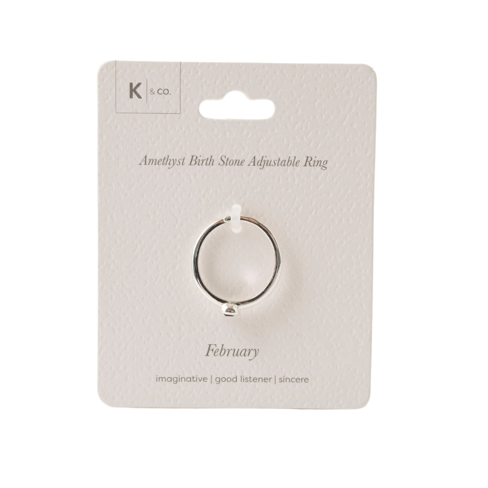 K&Co. Birthstone Adjustable Ring - FEBRUARY