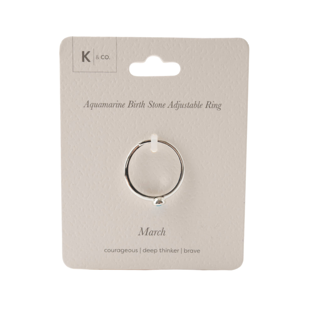 K&Co. Birthstone Adjustable Ring - MARCH