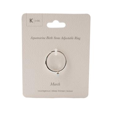 K&CO. Birthstone Adjustable Ring - MARCH