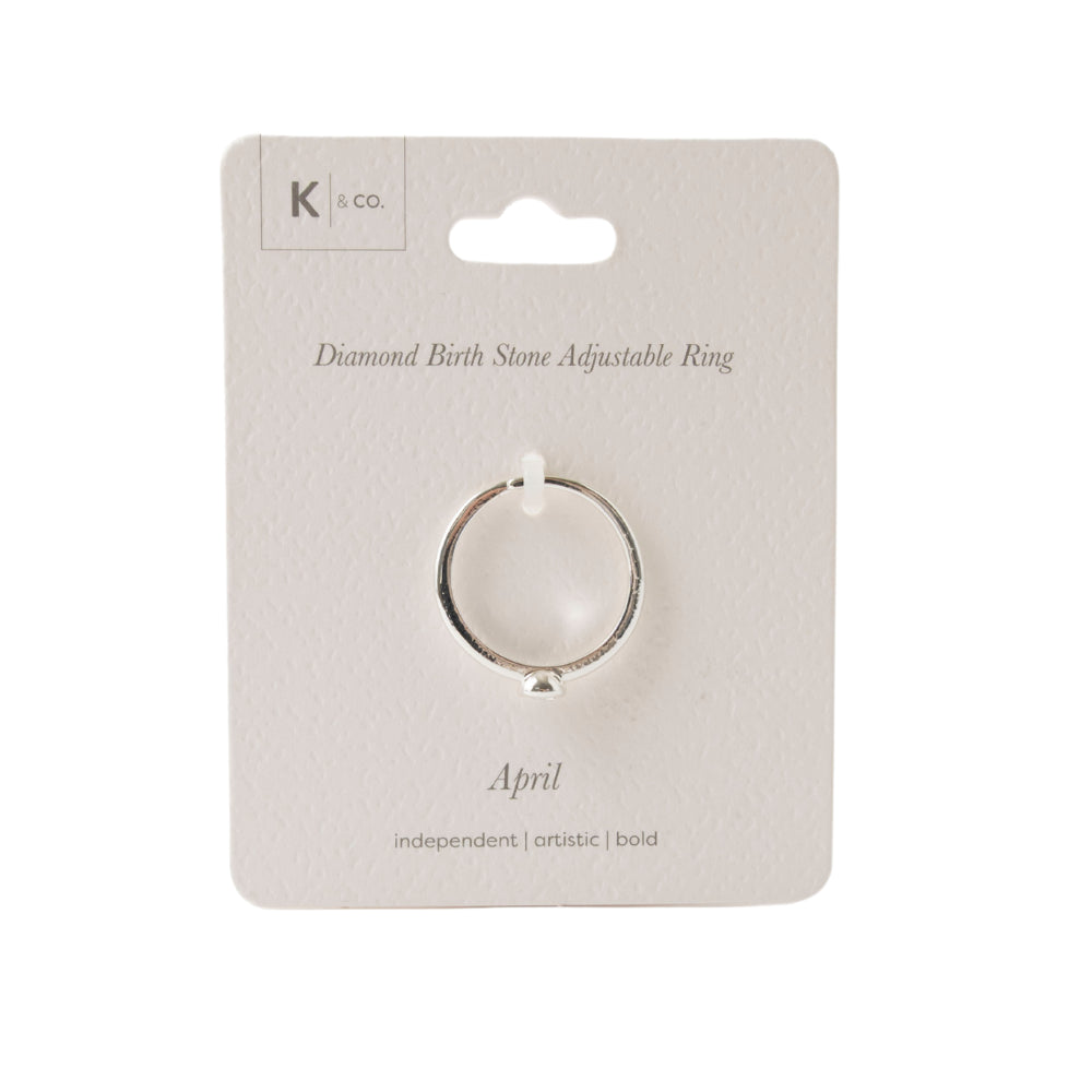 K&Co. Birthstone Adjustable Ring - APRIL
