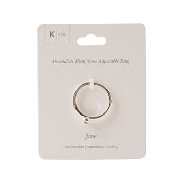 K&CO. Birthstone Adjustable Ring - JUNE