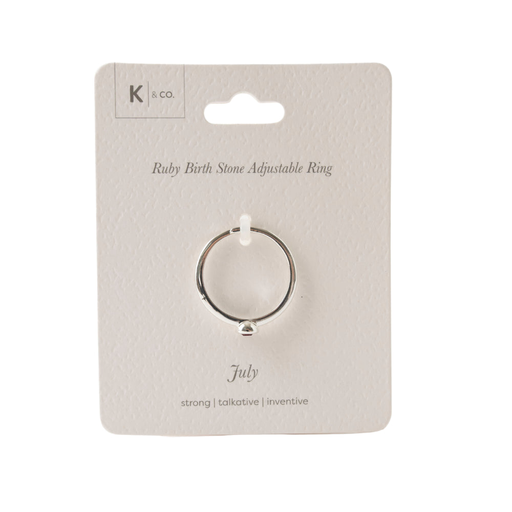 K&Co. Birthstone Adjustable Ring - JULY