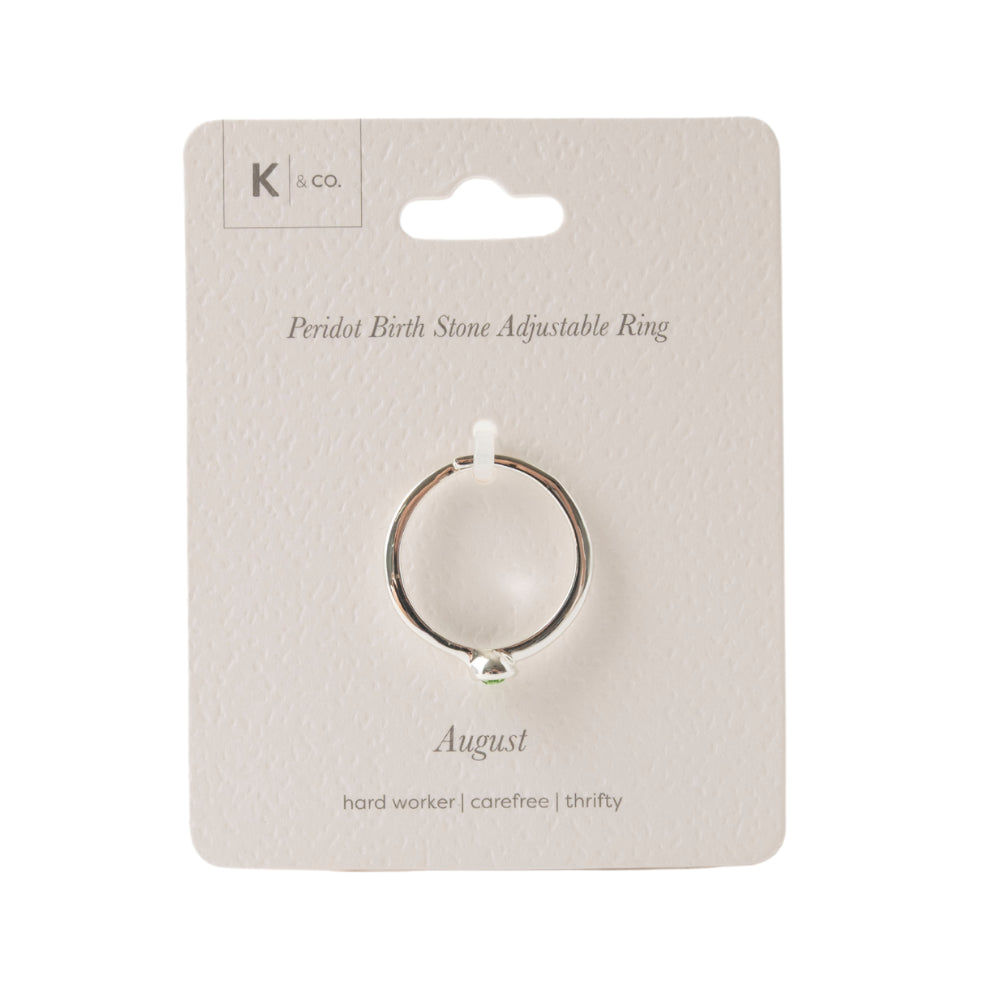K&Co. Birthstone Adjustable Ring - AUGUST