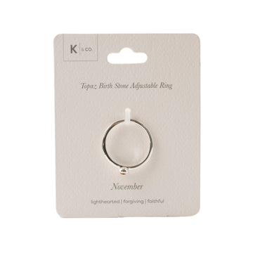 K&CO. Birthstone Adjustable Ring - NOVEMBER