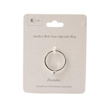 K&CO. Birthstone Adjustable Ring - DECEMBER