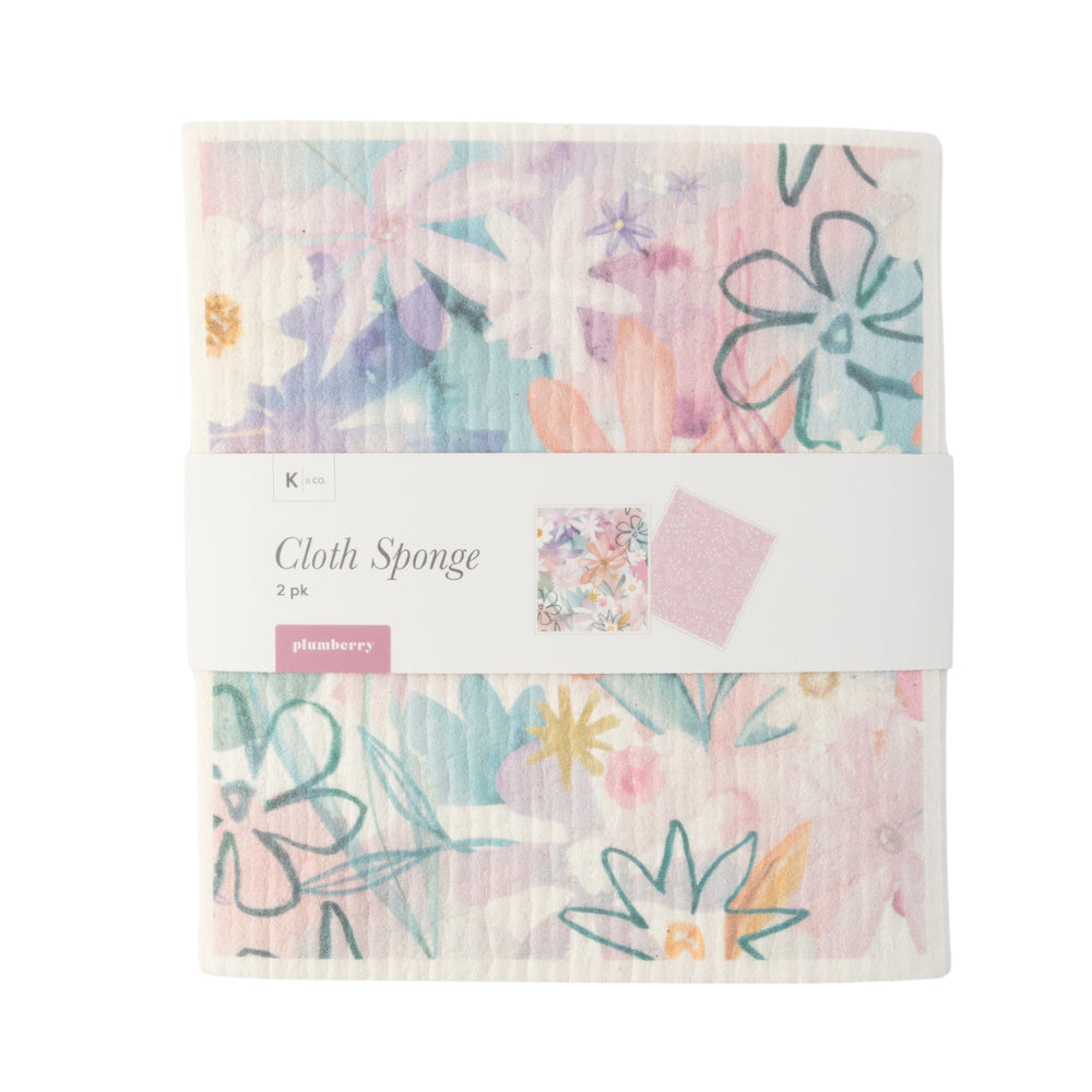 K&Co. Plumberry series Sponge Cloth 2pk - PLUMBERRY