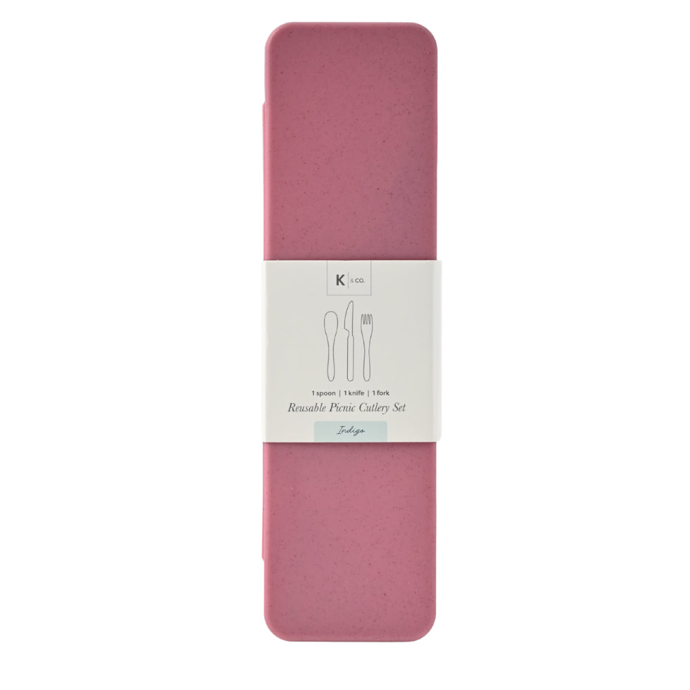 Indigo Series Bamboo Cutlery Set - DARK PINK