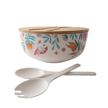 Indigo Series Bamboo Salad Bowl Server - SPRING NATIVE