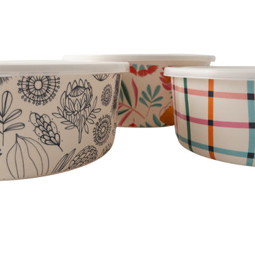Indigo Series Bamboo Container Lid 3pc - SPRING MULTI