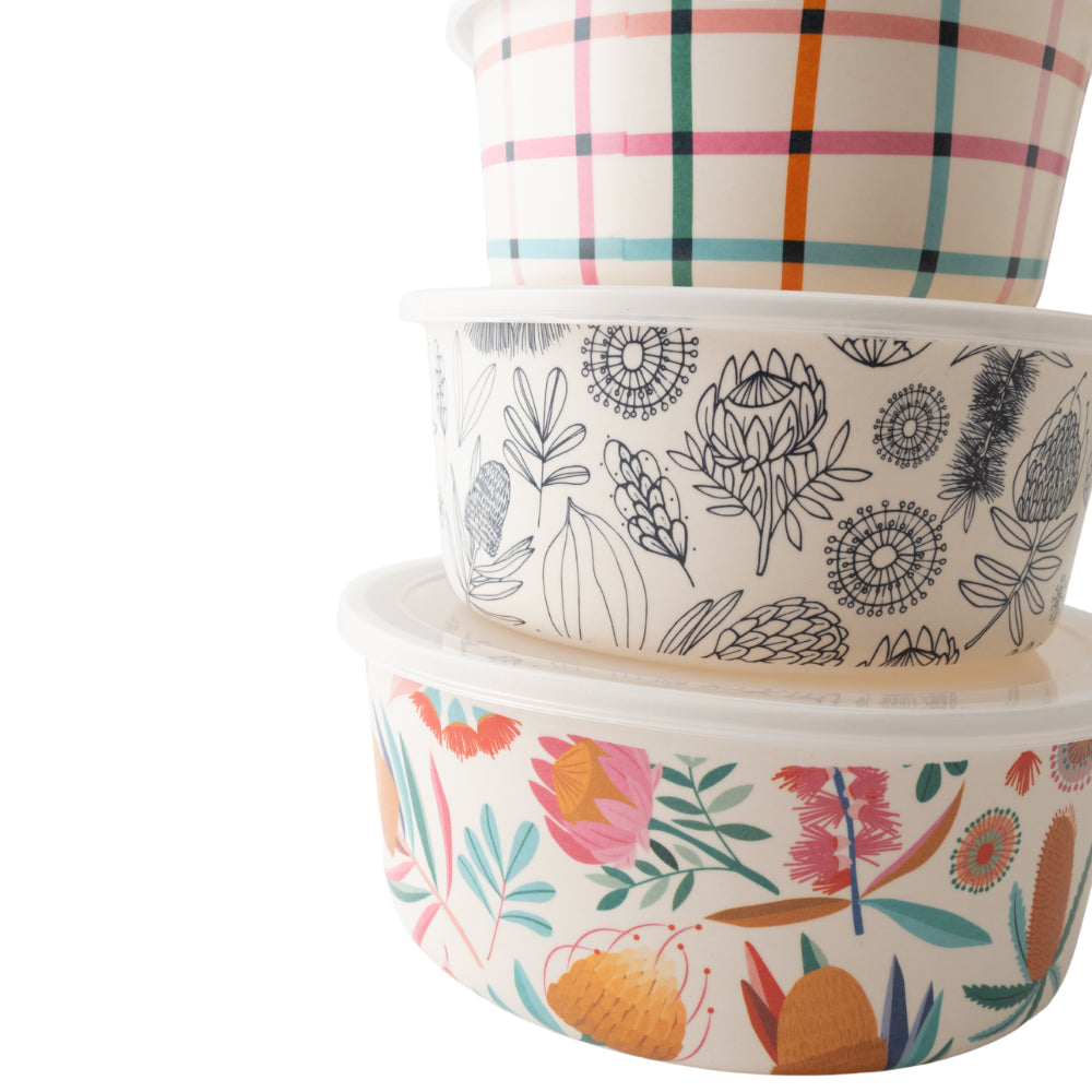 Indigo Series Bamboo Container Lid 3pc - SPRING MULTI