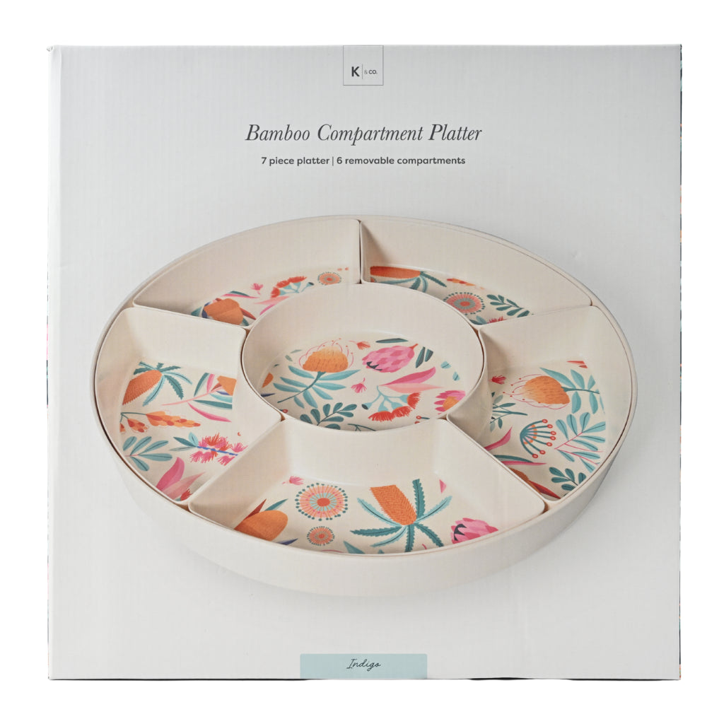 Indigo Series Bamboo Compartment Platter - SPRING NATIVE