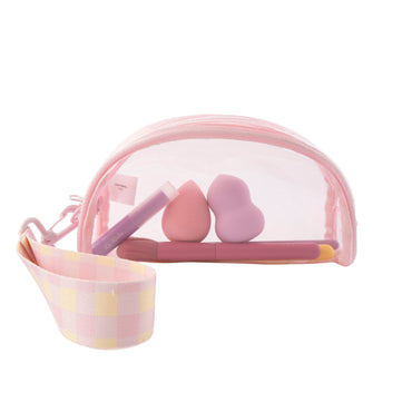 Gelato Series Clear Toiletries Dome Pouch - PASTEL GINGHAM