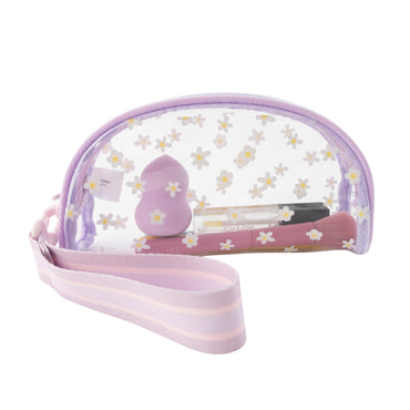 Gelato Series Clear Toiletries Dome Pouch - PURPLE FLOWER