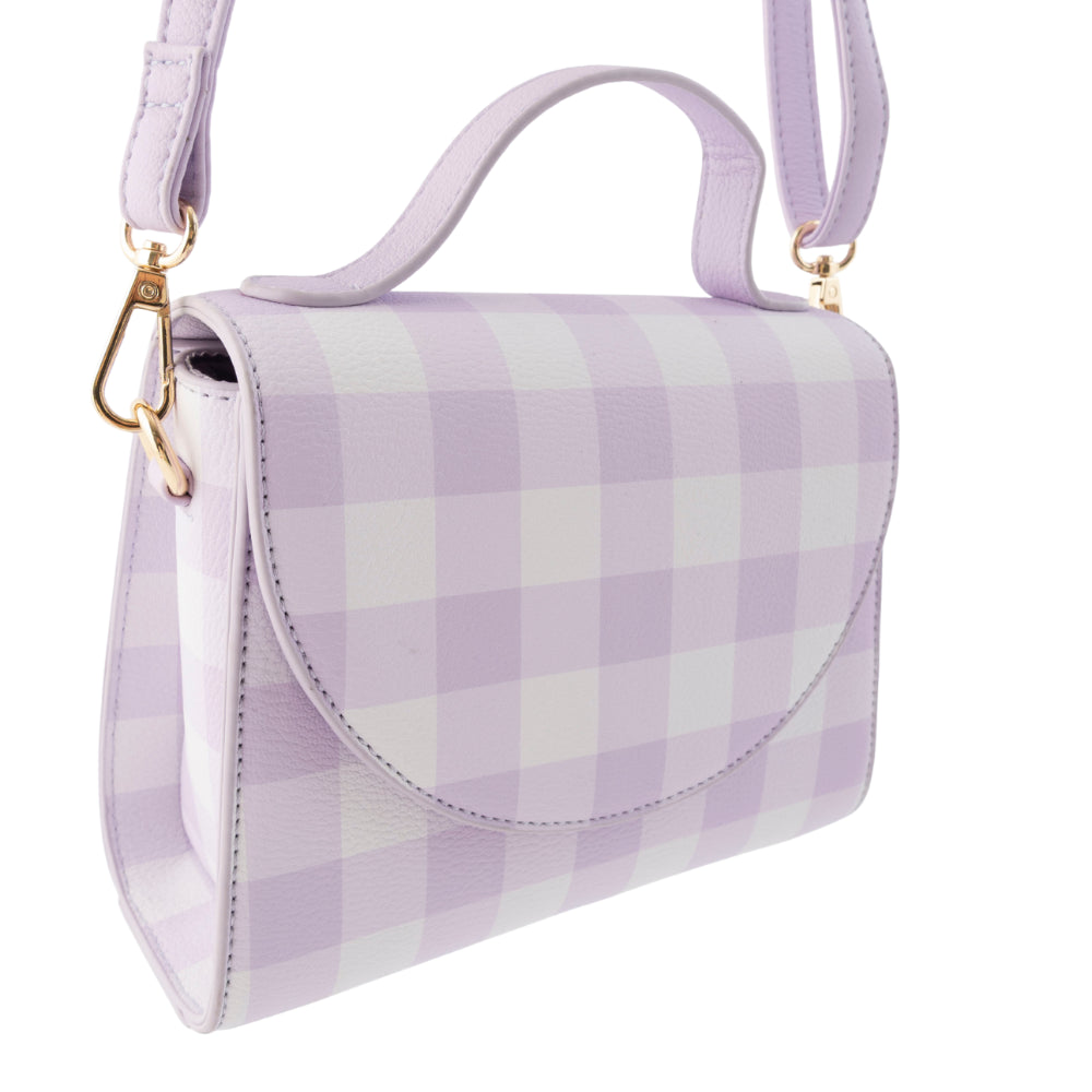 Kids Side Handle Bag - PURPLE GINGHAM