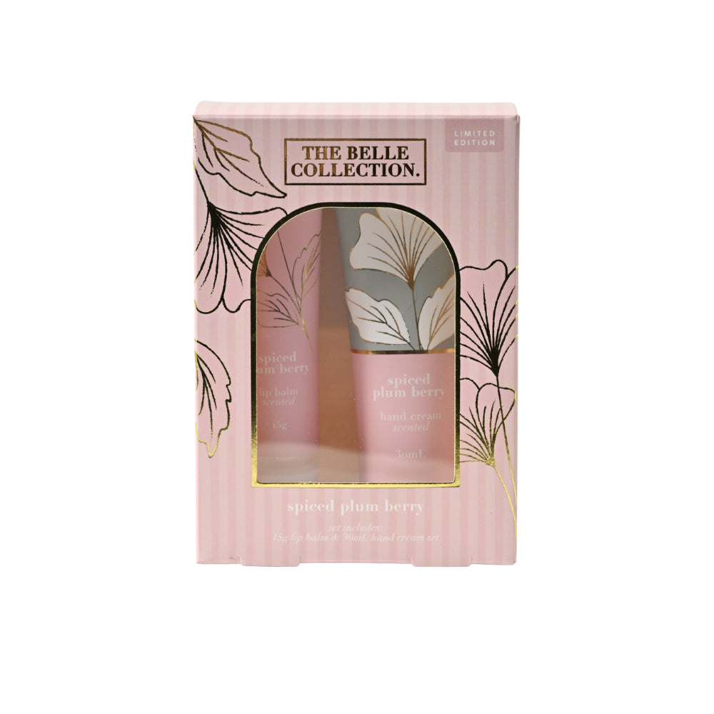Belle Collection Lip Balm & Hand Cream Set Mini - SPICED PLUM BERRY