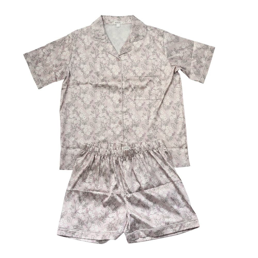 K&Co Satin Pyjama Set Size Large - FLOWER BLOOM