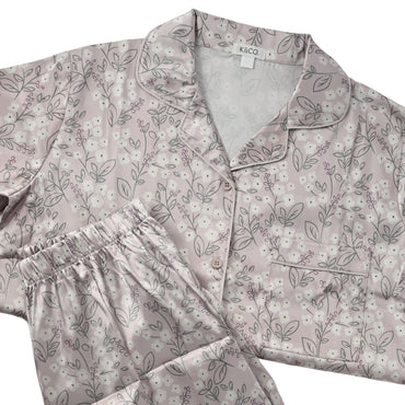K&Co Satin Pyjama Set Size Large - FLOWER BLOOM