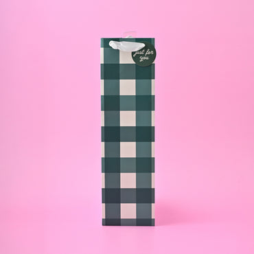 Christmas Bottle Bag - Forest Green Gingham