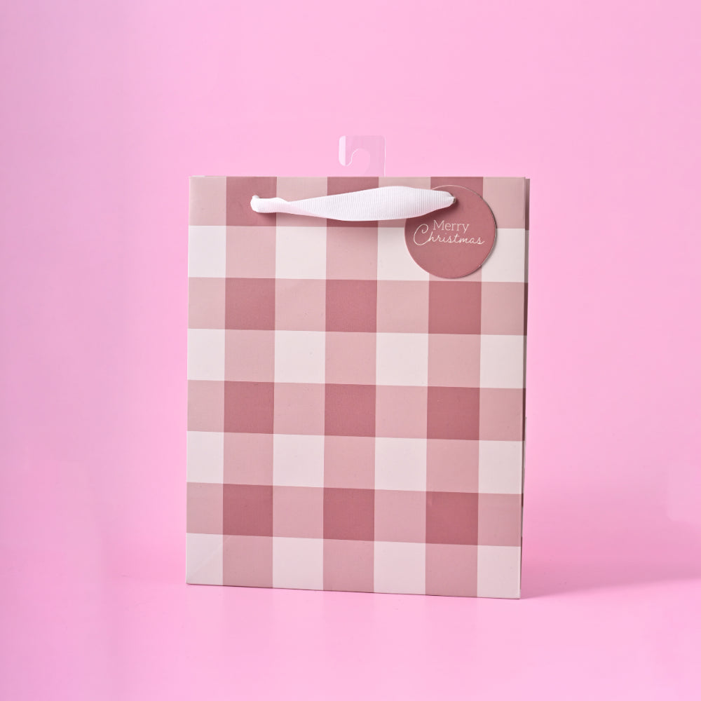 Chistmas Small Gift Bag - Berry Gingham